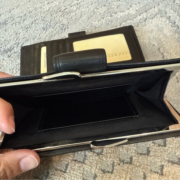 Rolfs black leather wallet Checkbook Holder Kisslock Large - Picture 7 of 7